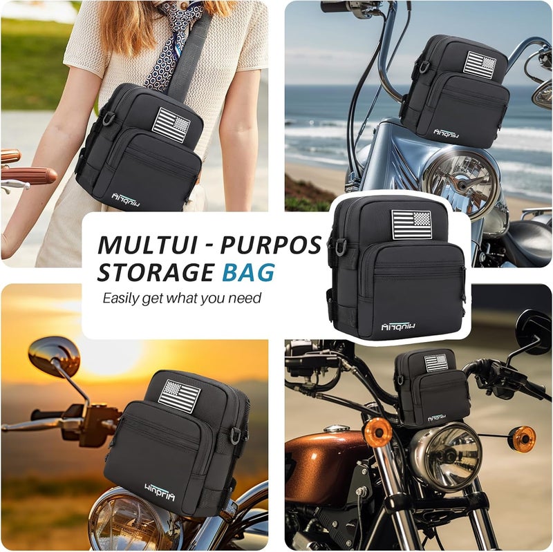 WINPRIM Handlebar Storage Bag for Motorcycles Bicycle, Perfect for Motorcycle Riders Gift Versatile Handlebar Pack Compatible with Dirt Bike Tank Bag Sissy Bar Bag Alternative for Small Items (Bright Black) - Image 5